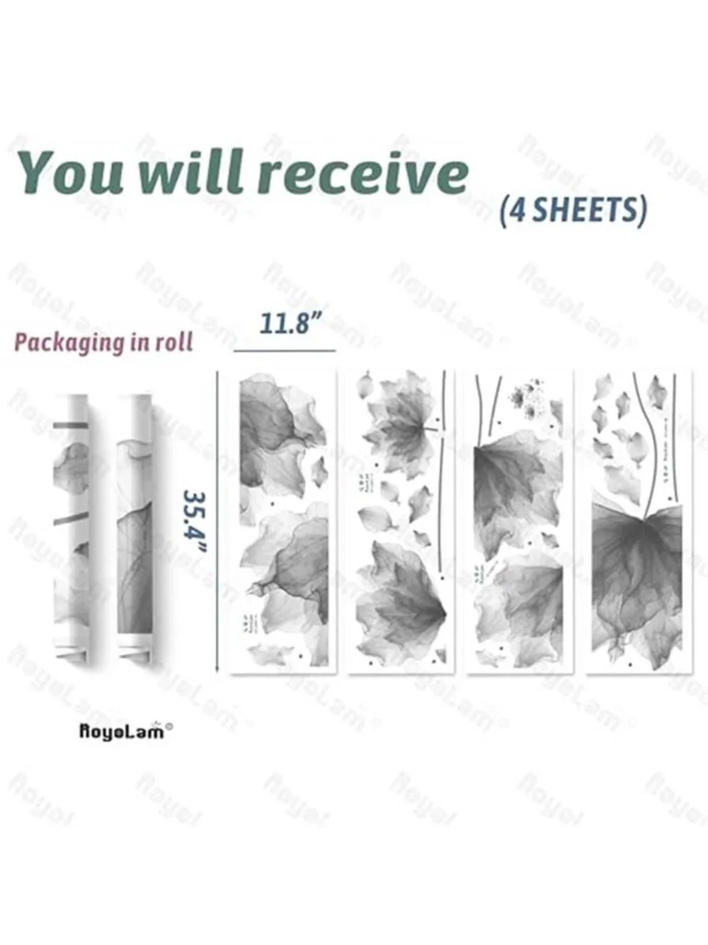 Large Gray Floral Wall Decals Peel Stick Removable Waterproof Flower Stickers